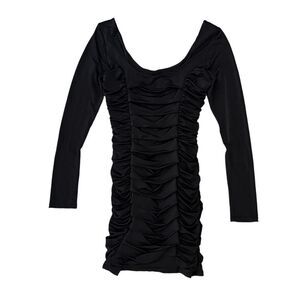 Arden B Long Sleeve Scrunch Bodycon Dress Black size Medium